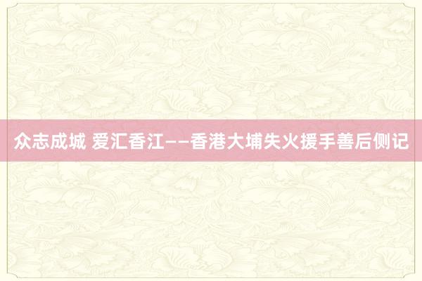 众志成城 爱汇香江——香港大埔失火援手善后侧记